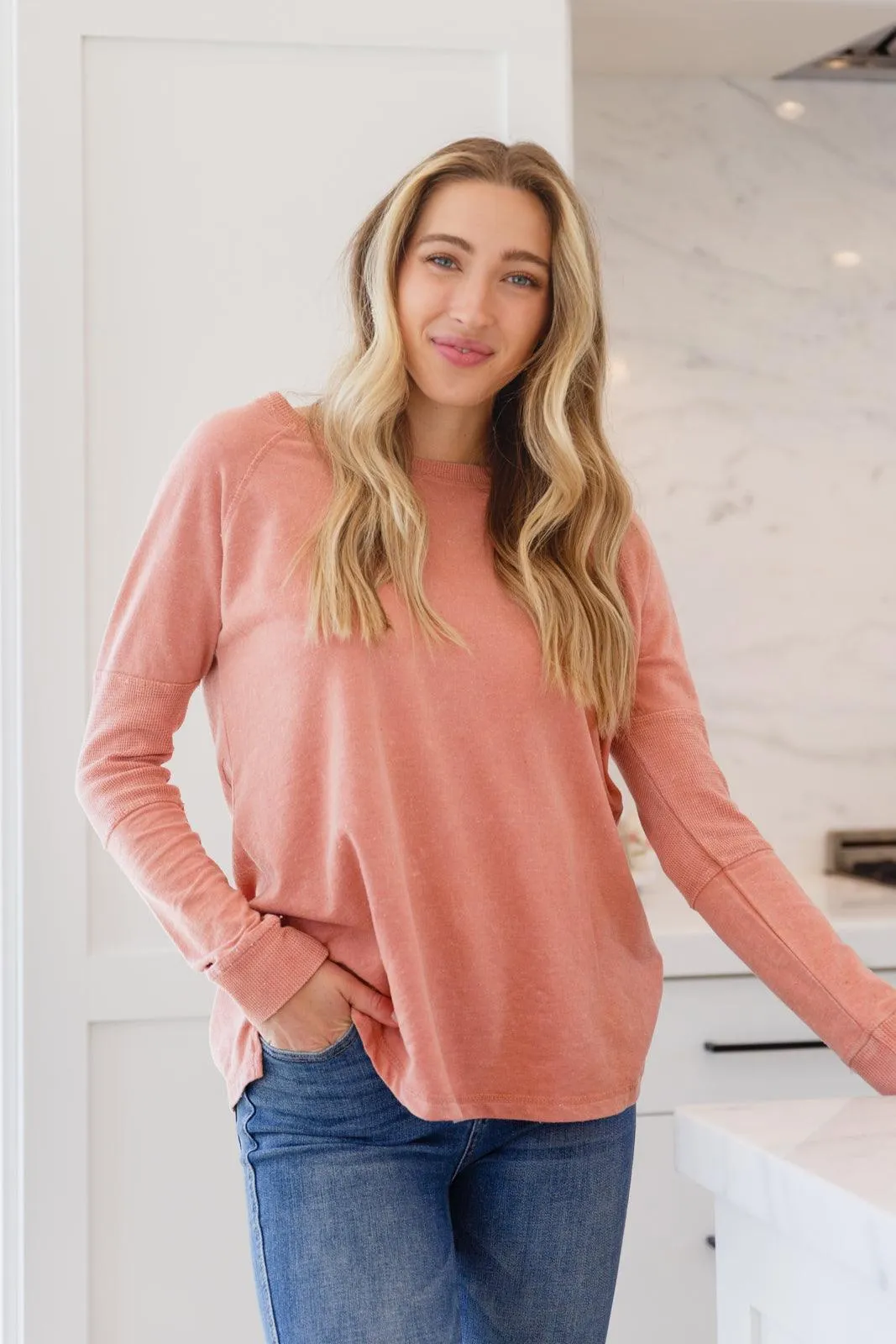 Hazel Blues® | Fun Beginnings Raglan Top In Dusty Mauve