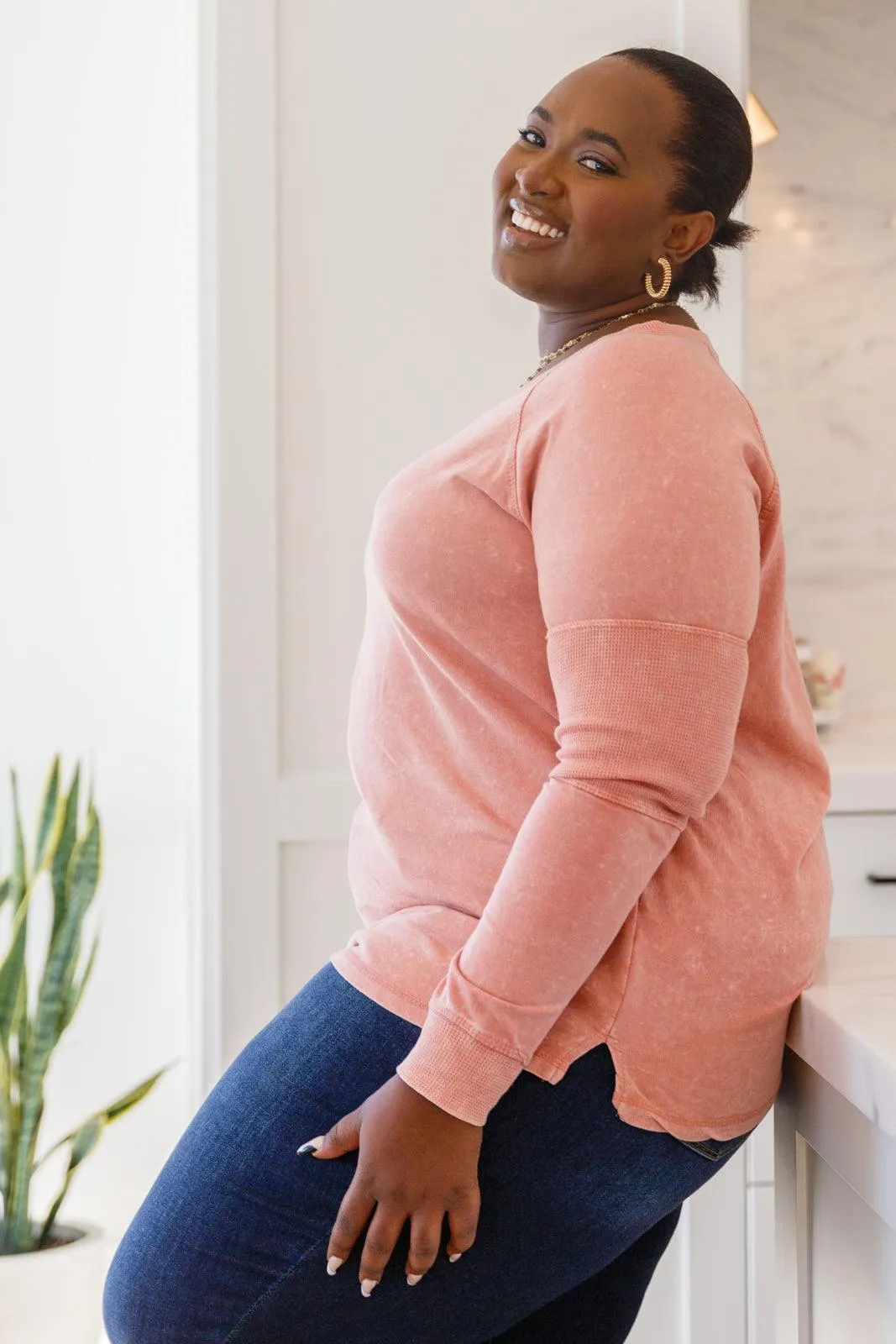 Hazel Blues® | Fun Beginnings Raglan Top In Dusty Mauve
