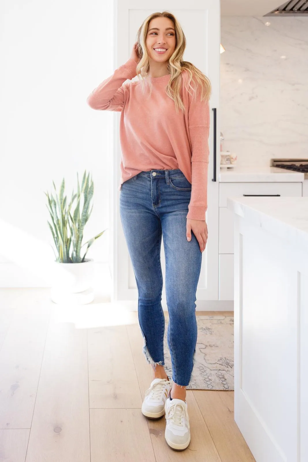 Hazel Blues® | Fun Beginnings Raglan Top In Dusty Mauve