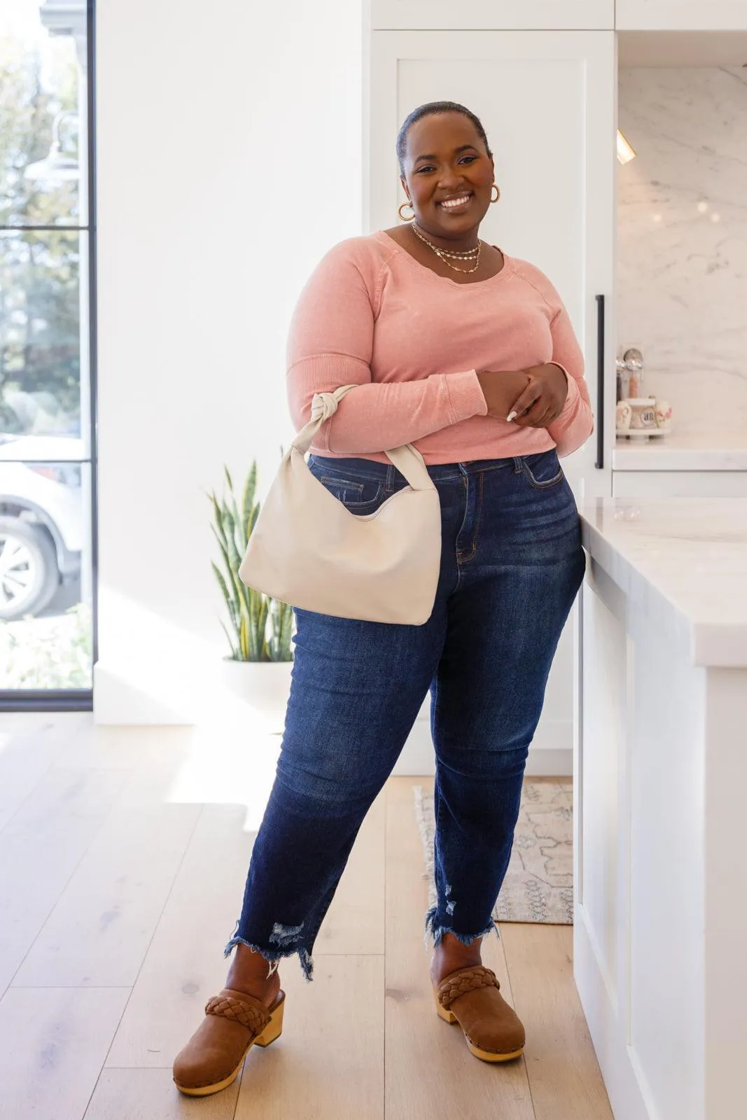 Hazel Blues® | Fun Beginnings Raglan Top In Dusty Mauve
