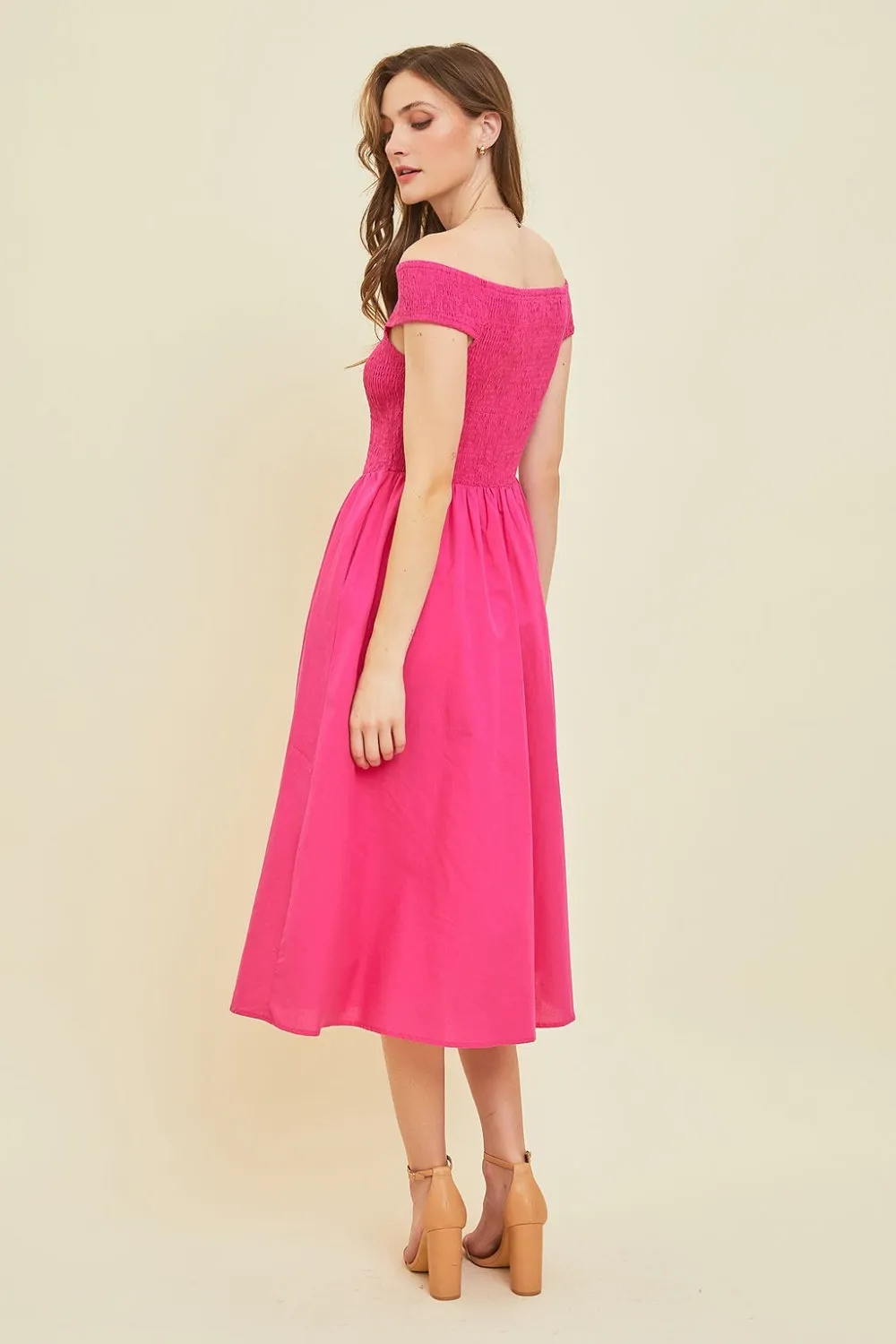 Hazel Blues® |  HEYSON Off-Shoulder Smocked Midi Dress