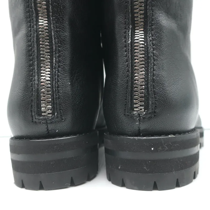Jimmy Choo Havana Flower-Embellished Combat Boots Black Leather Size 36 NEW