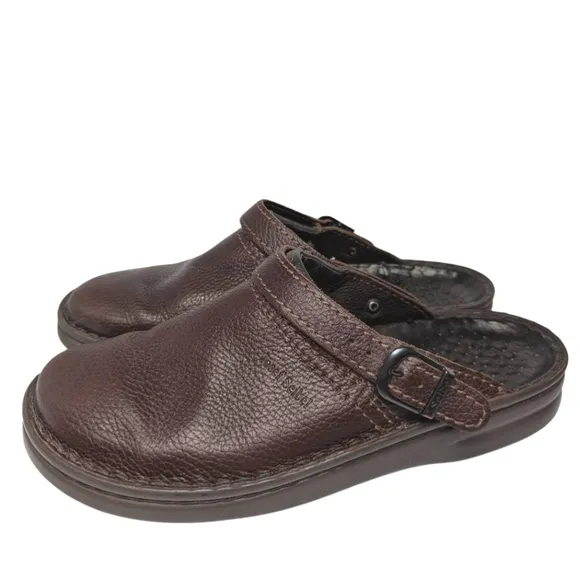 Josef Seibel Brown Leather Slip-On Clog Mules Mens 43 EU 9.5/10 US