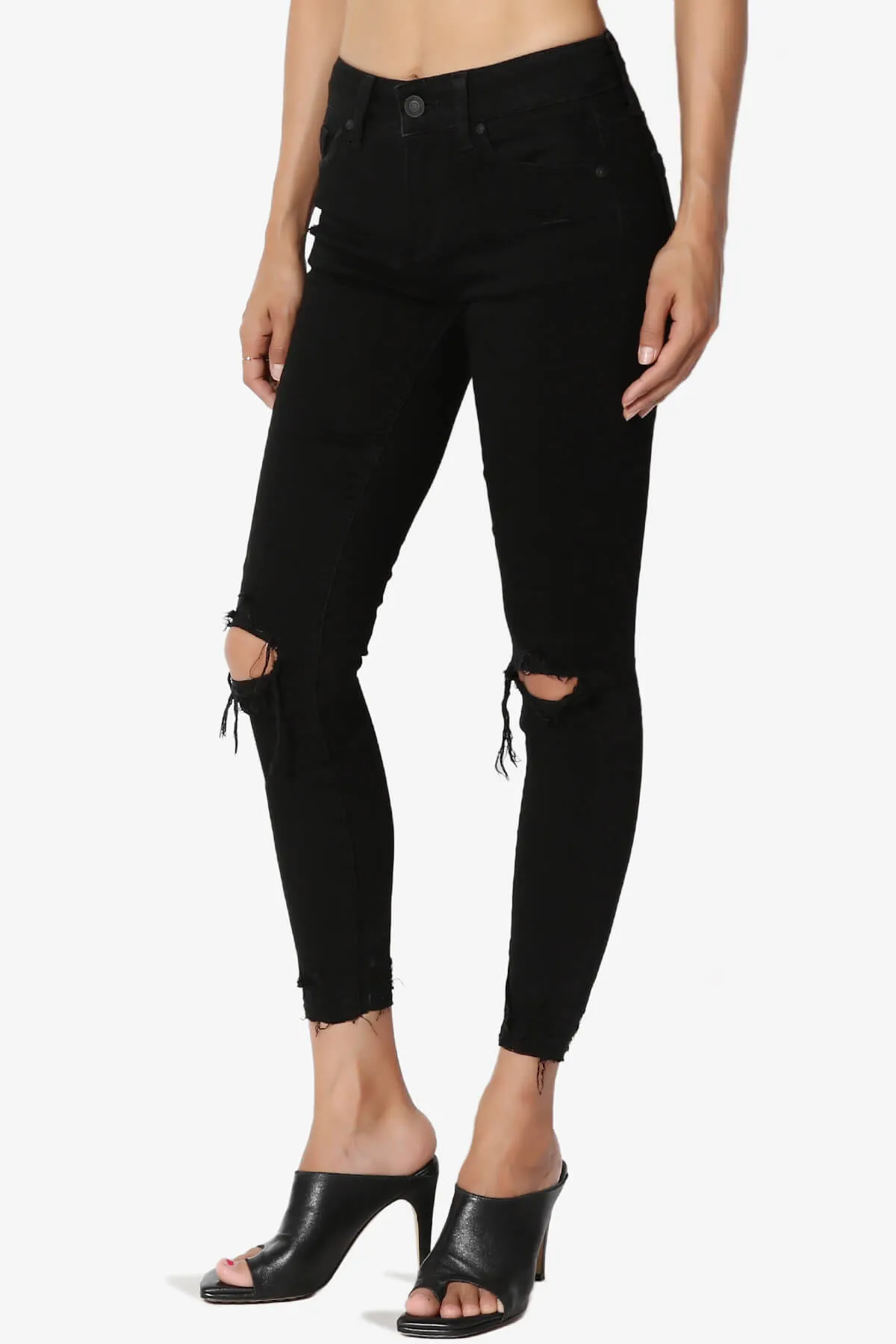 JOSIE Mid Rise Ankle Skinny Jeans in Black