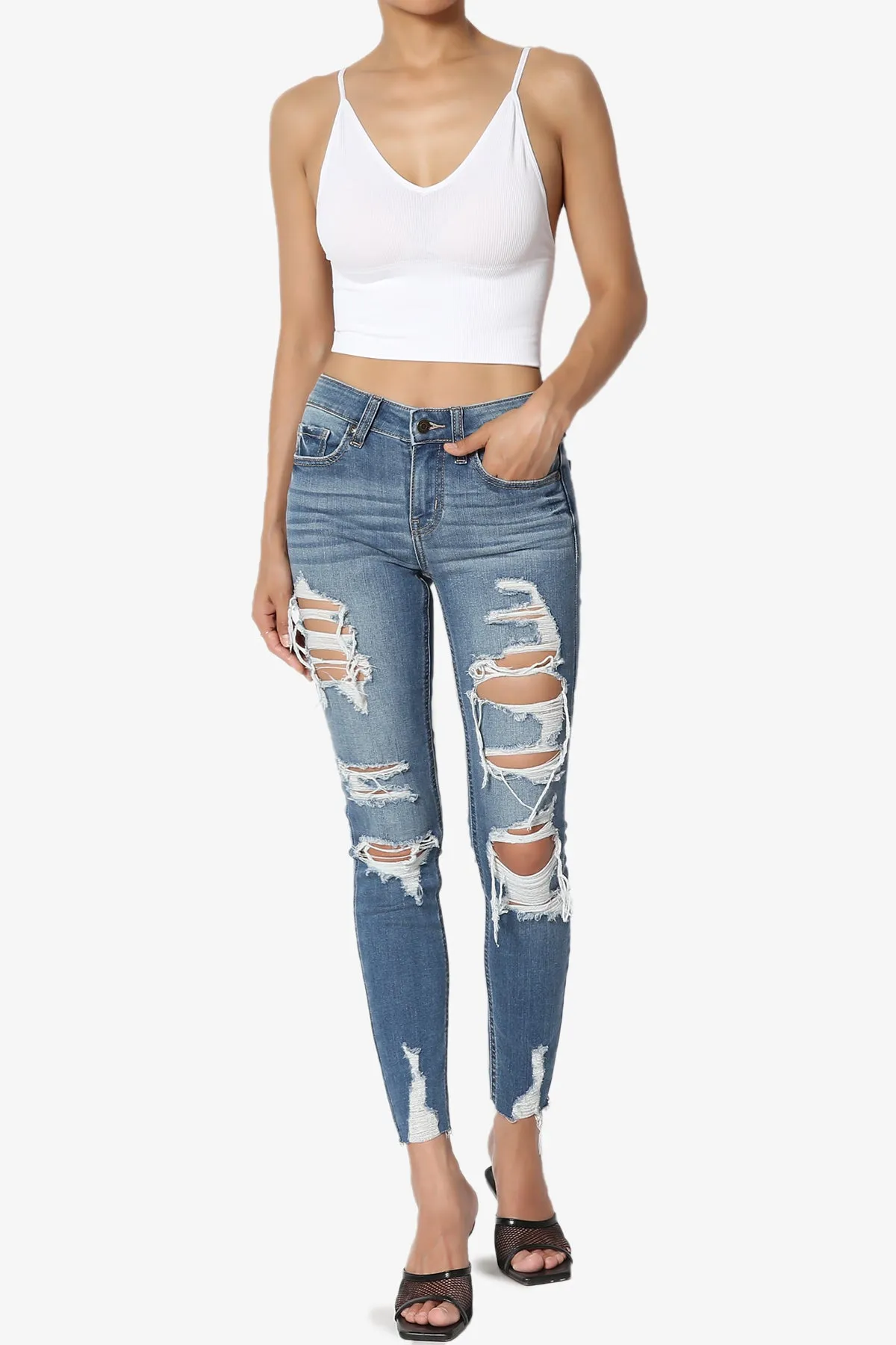 JOSIE Mid Rise Ankle Skinny Jeans in Too Deep MD
