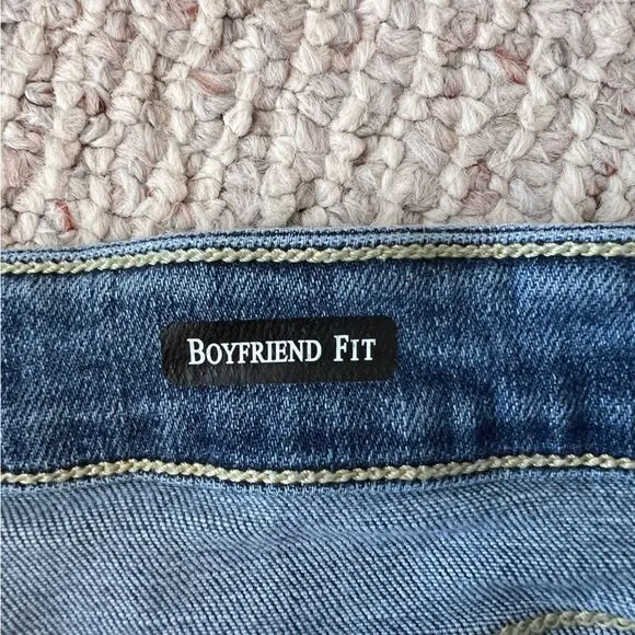 Judy Blue Mid Rise Cut Off Denim Shorts Boyfriend Fit