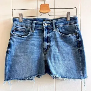 Judy Blue Mid Rise Cut Off Denim Shorts Boyfriend Fit
