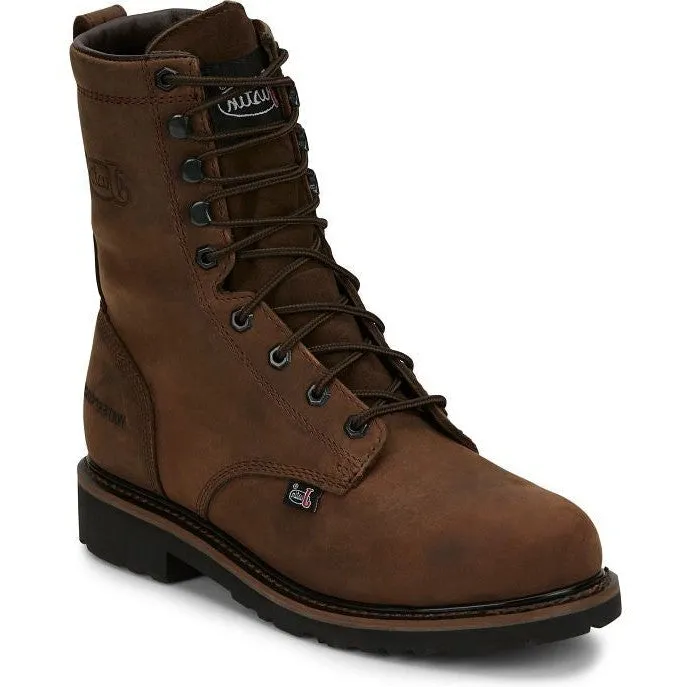 Justin Men's Drywall 8" Steel Toe WP Western Work Boot -Brown- SE961