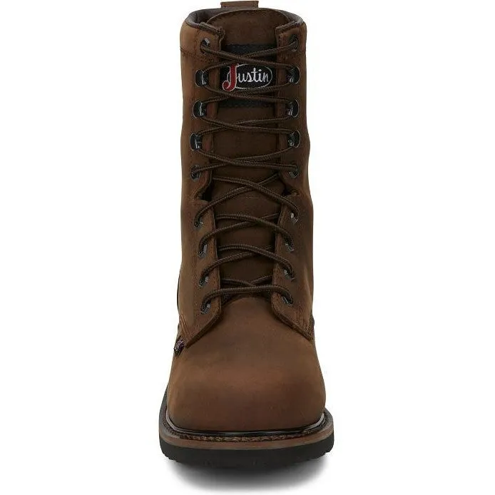 Justin Men's Drywall 8" Steel Toe WP Western Work Boot -Brown- SE961