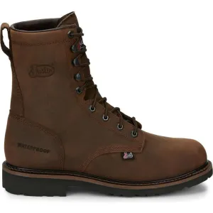 Justin Men's Drywall 8" Steel Toe WP Western Work Boot -Brown- SE961