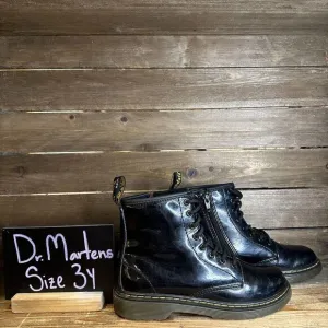 Kids Dr Martens Pascal Black Patent Leather Casual Comfort Combat Boots Size 3 Y