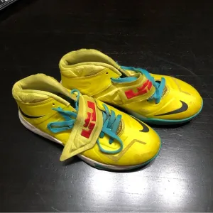Lebron Nike Soldier 7 Youth Yellow and Blue Sneakers 599818-700