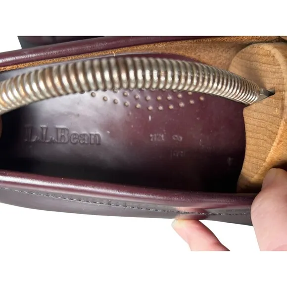 LL Bean Leather Penny Loafers Men's Size 8.5 M Burgundy Dress Shoes Minimalist