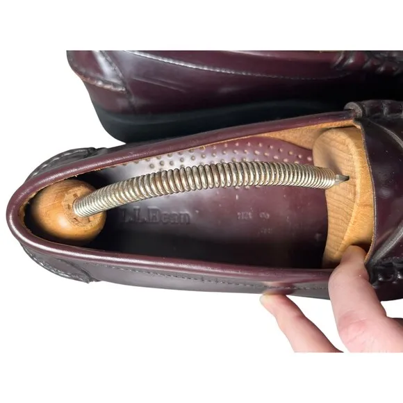 LL Bean Leather Penny Loafers Men's Size 8.5 M Burgundy Dress Shoes Minimalist