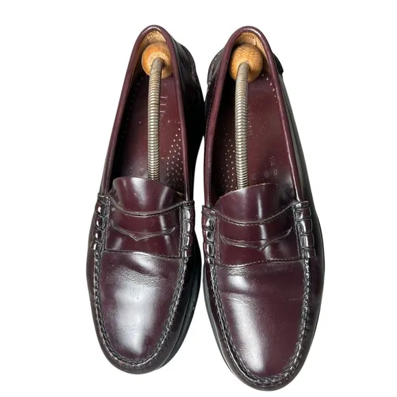 LL Bean Leather Penny Loafers Men's Size 8.5 M Burgundy Dress Shoes Minimalist