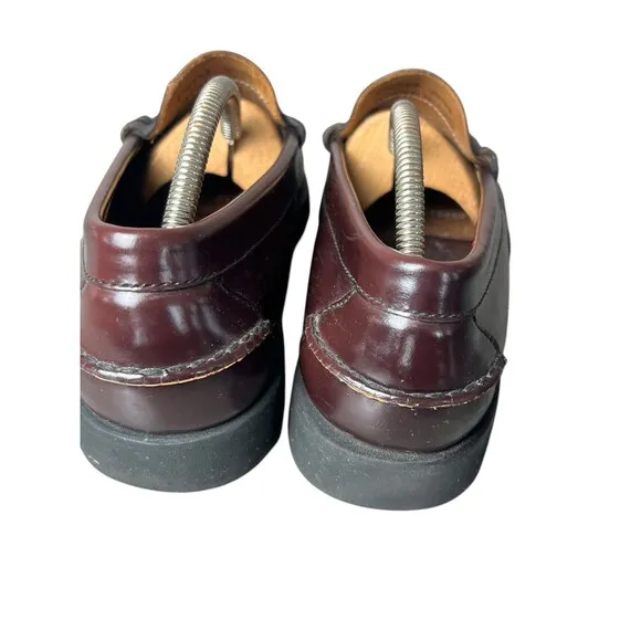 LL Bean Leather Penny Loafers Men's Size 8.5 M Burgundy Dress Shoes Minimalist