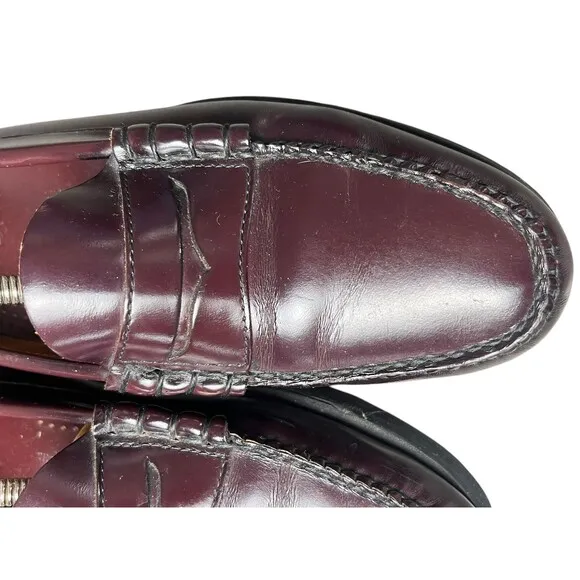 LL Bean Leather Penny Loafers Men's Size 8.5 M Burgundy Dress Shoes Minimalist
