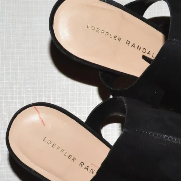 LOEFFLER RANDALL SZ 7.5 B BLACK SUEDE LEATHER CAGE GLADIATOR LACE UP SANDALS
