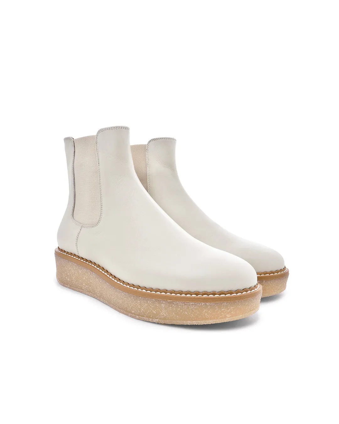 Machi Off White Leather Chelsea Boots