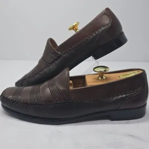 Melzan Brown Leather Slip On Loafers, Men's 9
