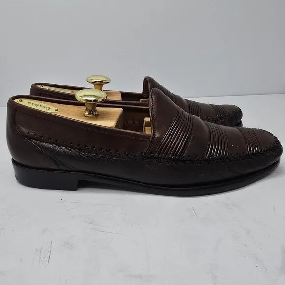 Melzan Brown Leather Slip On Loafers, Men's 9