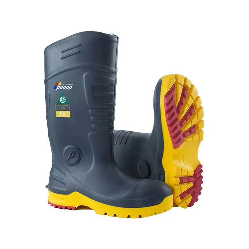 Men's CSA Approved Safety Boots - Waterproof PU Steel Toe Rubber Boots ASTM F2413-18 Acid & Oil Resistant-Gray
