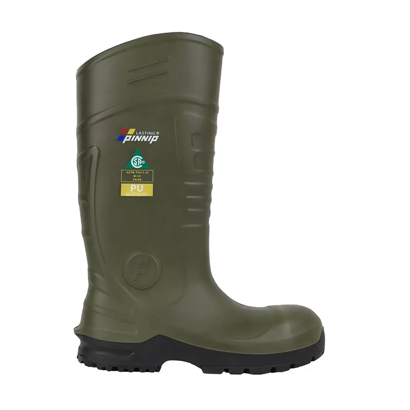 Men's CSA Approved Safety Boots - Waterproof PU Steel Toe Rubber Boots ASTM F2413-18 Acid & Oil Resistant-Green