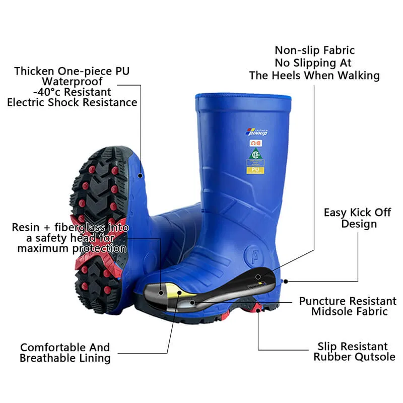 Men's Safety Boots CSA Approved Safety Boots With Composite Toe Waterproof Acid & Oil Resistant PU Work Boots ASTM F2413-18-Blue