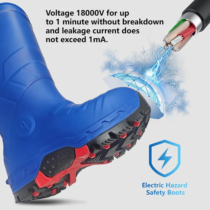 Men's Safety Boots CSA Approved Safety Boots With Composite Toe Waterproof Acid & Oil Resistant PU Work Boots ASTM F2413-18-Blue