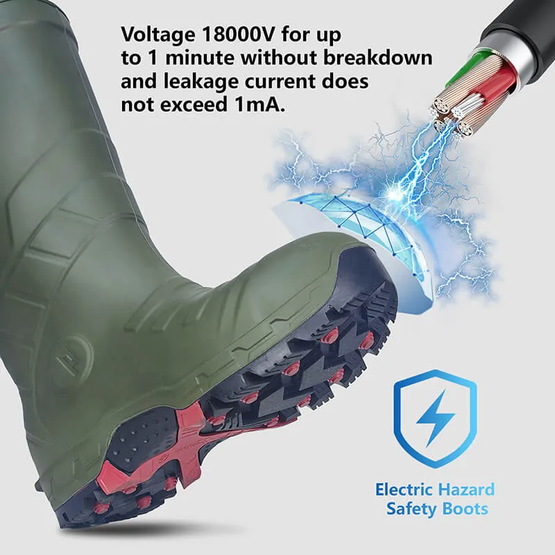 Men's Safety Boots CSA Approved Safety Boots With Composite Toe Waterproof Acid & Oil Resistant PU Work Boots ASTM F2413-18-Green