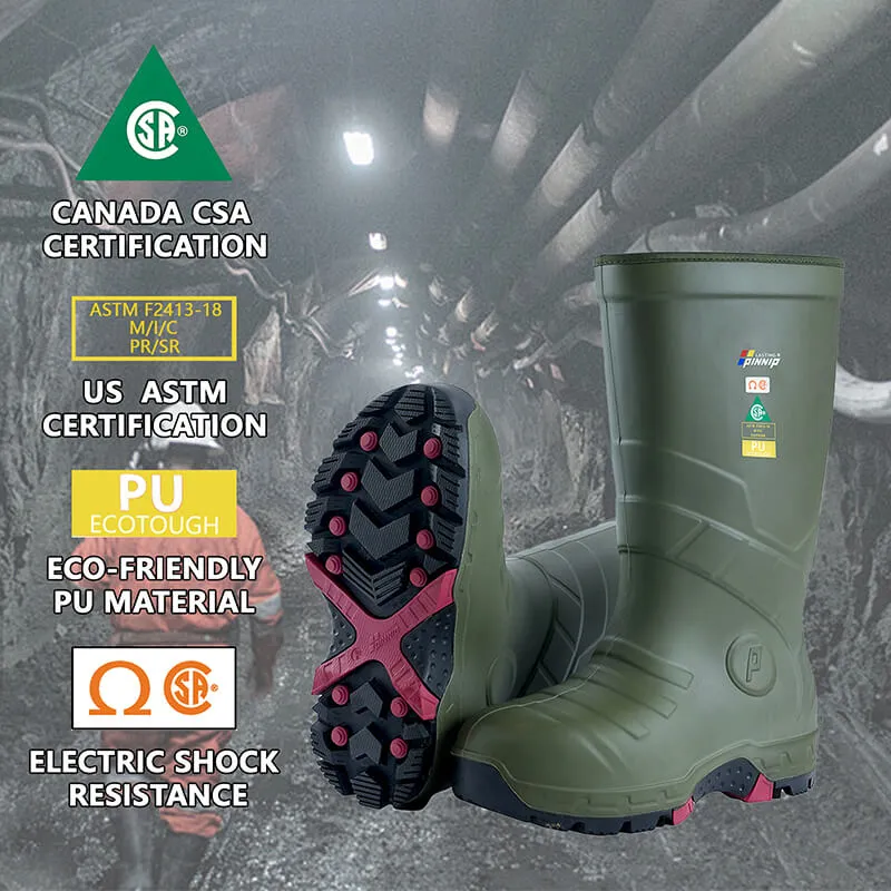 Men's Safety Boots CSA Approved Safety Boots With Composite Toe Waterproof Acid & Oil Resistant PU Work Boots ASTM F2413-18-Green