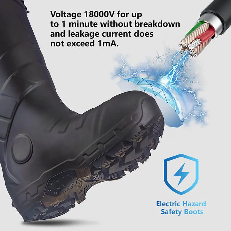Men's Winter Rubber Work Boots CSA Approved Safety Boots Composite Toe Waterproof Insulated Acid & Oil Resistant Anti Slip For Ice-Brown