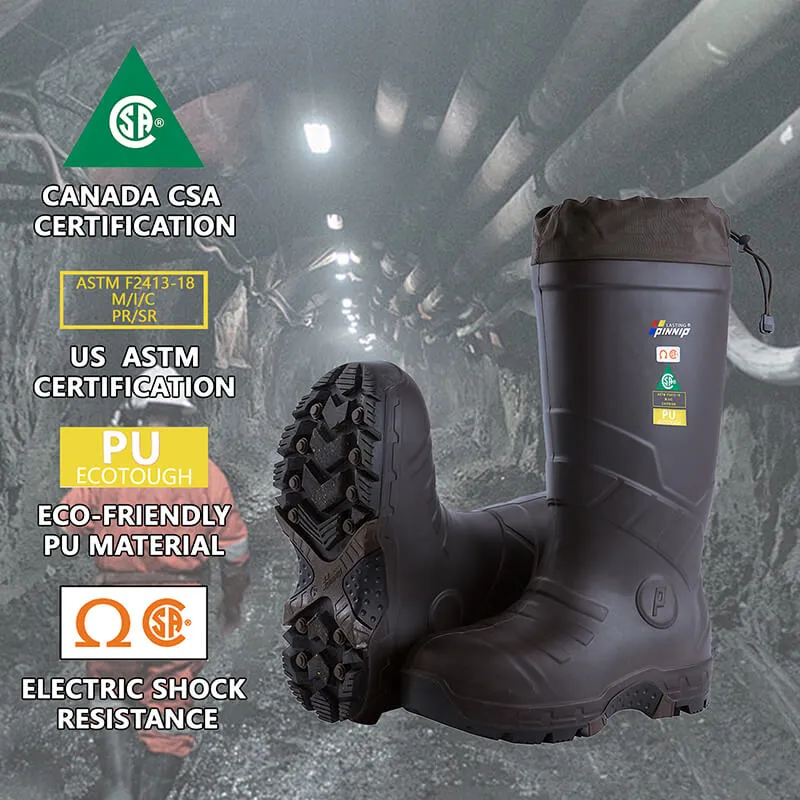 Men's Winter Rubber Work Boots CSA Approved Safety Boots Composite Toe Waterproof Insulated Acid & Oil Resistant Anti Slip For Ice-Brown