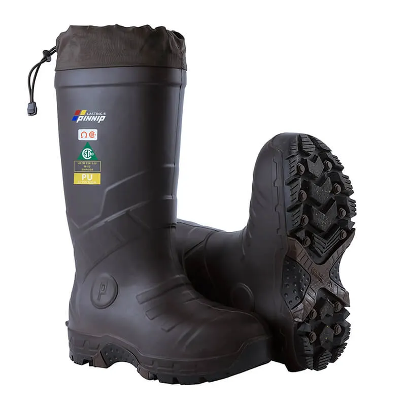 Men's Winter Rubber Work Boots CSA Approved Safety Boots Composite Toe Waterproof Insulated Acid & Oil Resistant Anti Slip For Ice-Brown