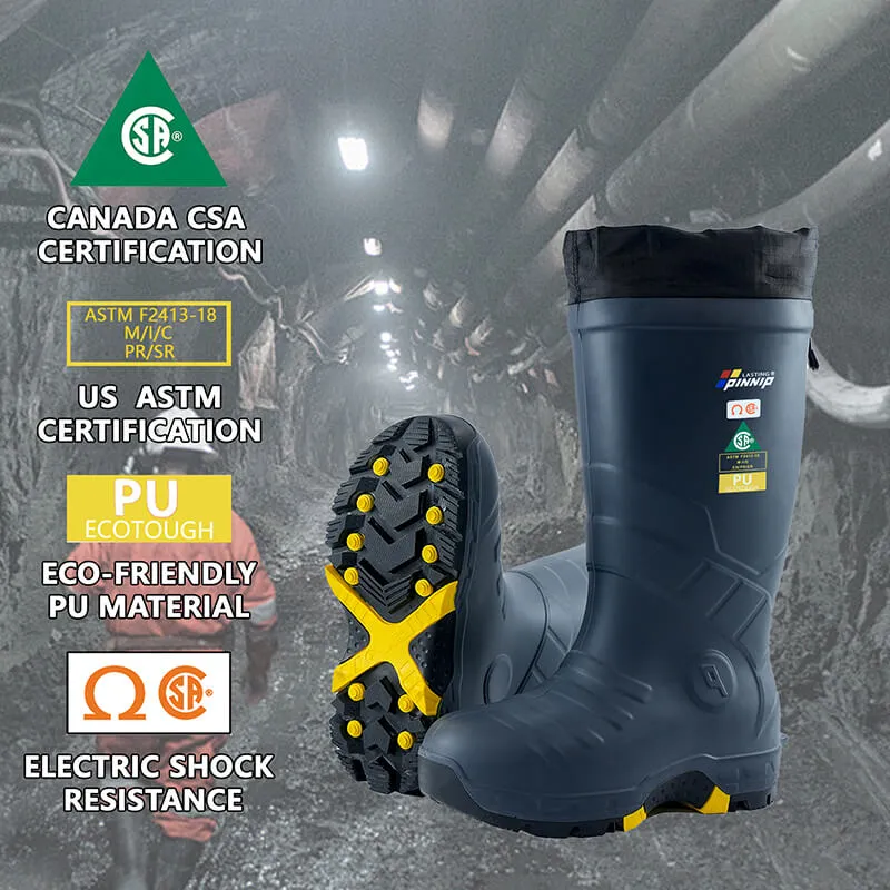 Men's Winter Rubber Work Boots CSA Approved Safety Boots Composite Toe Waterproof Insulated Acid & Oil Resistant Anti Slip For Ice-Gray