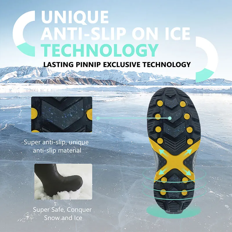 Men's Winter Rubber Work Boots CSA Approved Safety Boots Composite Toe Waterproof Insulated Acid & Oil Resistant Anti Slip For Ice-Gray