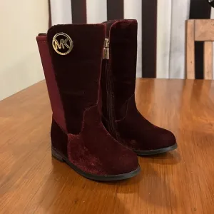 Michael Kors Emma Lily velour Boots new plum Girls Toddlers Size 12