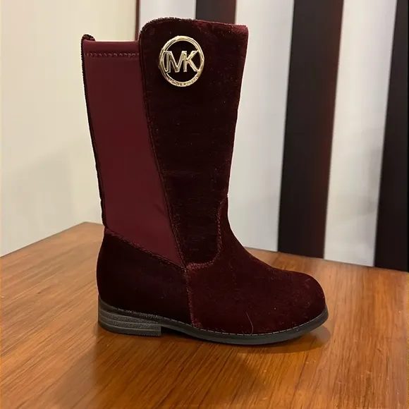 Michael Kors Emma Lily velour Boots new plum Girls Toddlers Size 12