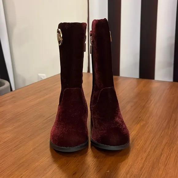Michael Kors Emma Lily velour Boots new plum Girls Toddlers Size 12