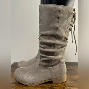 Miss Dynasty Little Girls Taupe Maggie Flat Heel Slouch Boots NWT Size 1