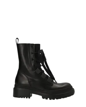 Monili Leather Combat Boots
