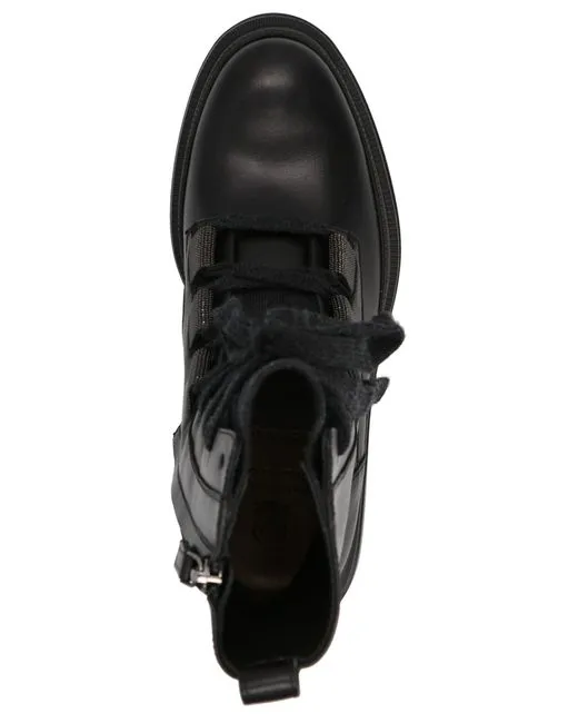 Monili Leather Combat Boots