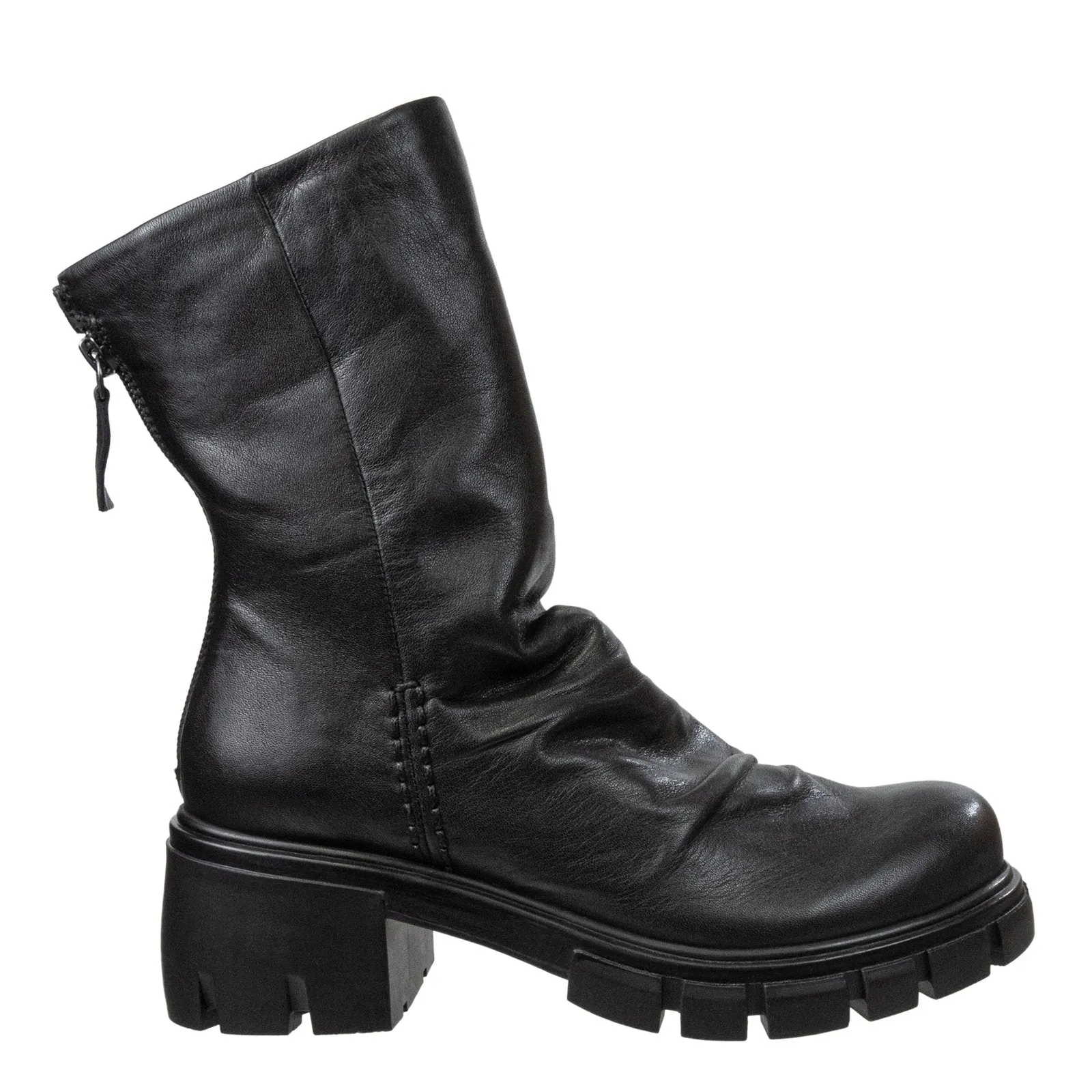 NAKED FEET - PROTOCOL in BLACK Heeled Mid Shaft Boots