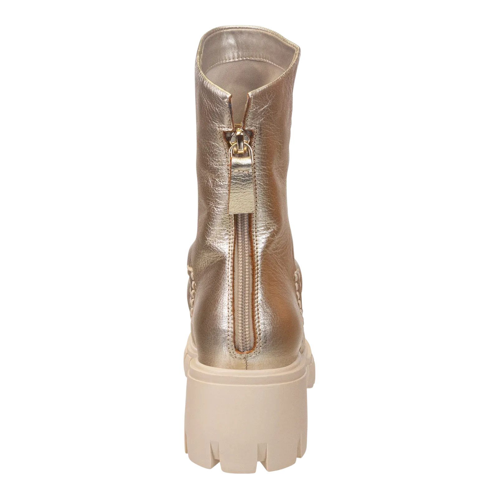 NAKED FEET - PROTOCOL in GOLD Heeled Mid Shaft Boots