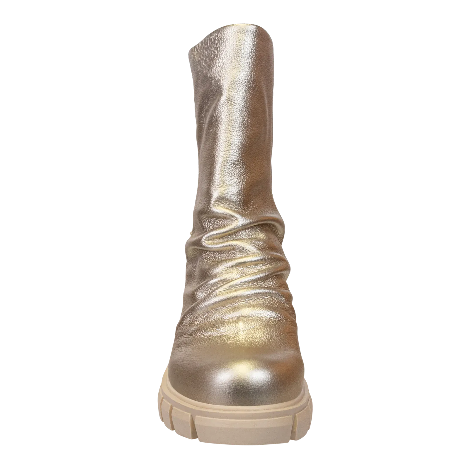 NAKED FEET - PROTOCOL in GOLD Heeled Mid Shaft Boots