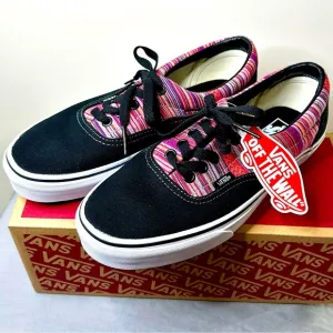 New Vans Women’s 8.5 / Men’s 7 Sneakers, Black Canvas with Colorful Woven Detail