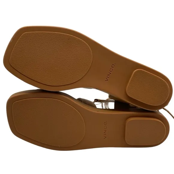NEW Vince Womens Shoes Rockwell Sandals Brown Leather Flat Caged Designer Size 8