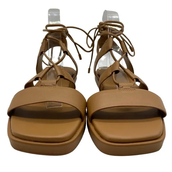 NEW Vince Womens Shoes Rockwell Sandals Brown Leather Flat Caged Designer Size 8