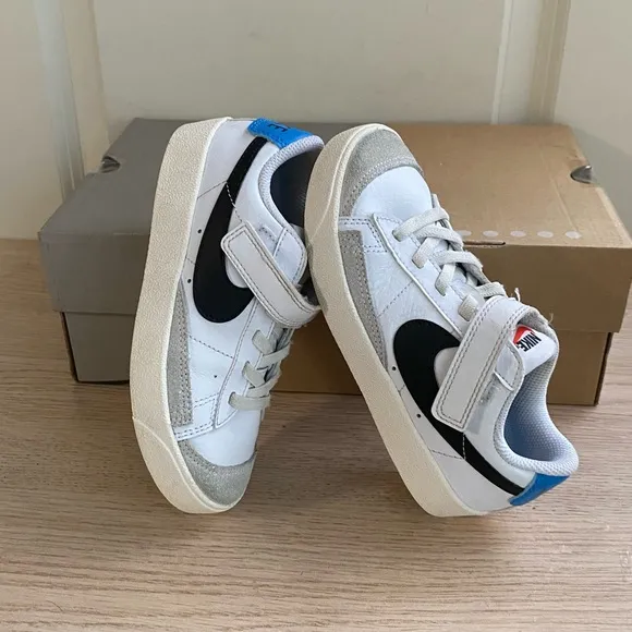 Nike Blazer Lo ‘77 Kids White/Blue Sneakers - SZ 12 C