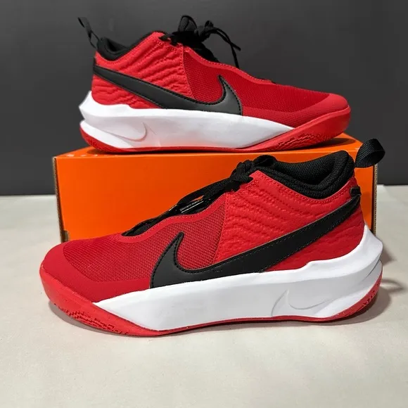 Nike Team Hustle D10 GS 'University Red' Athletic Sneakers CW6735-600 Size 6Y
